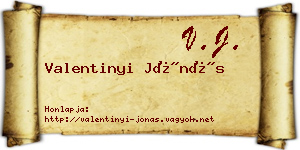 Valentinyi Jónás névjegykártya